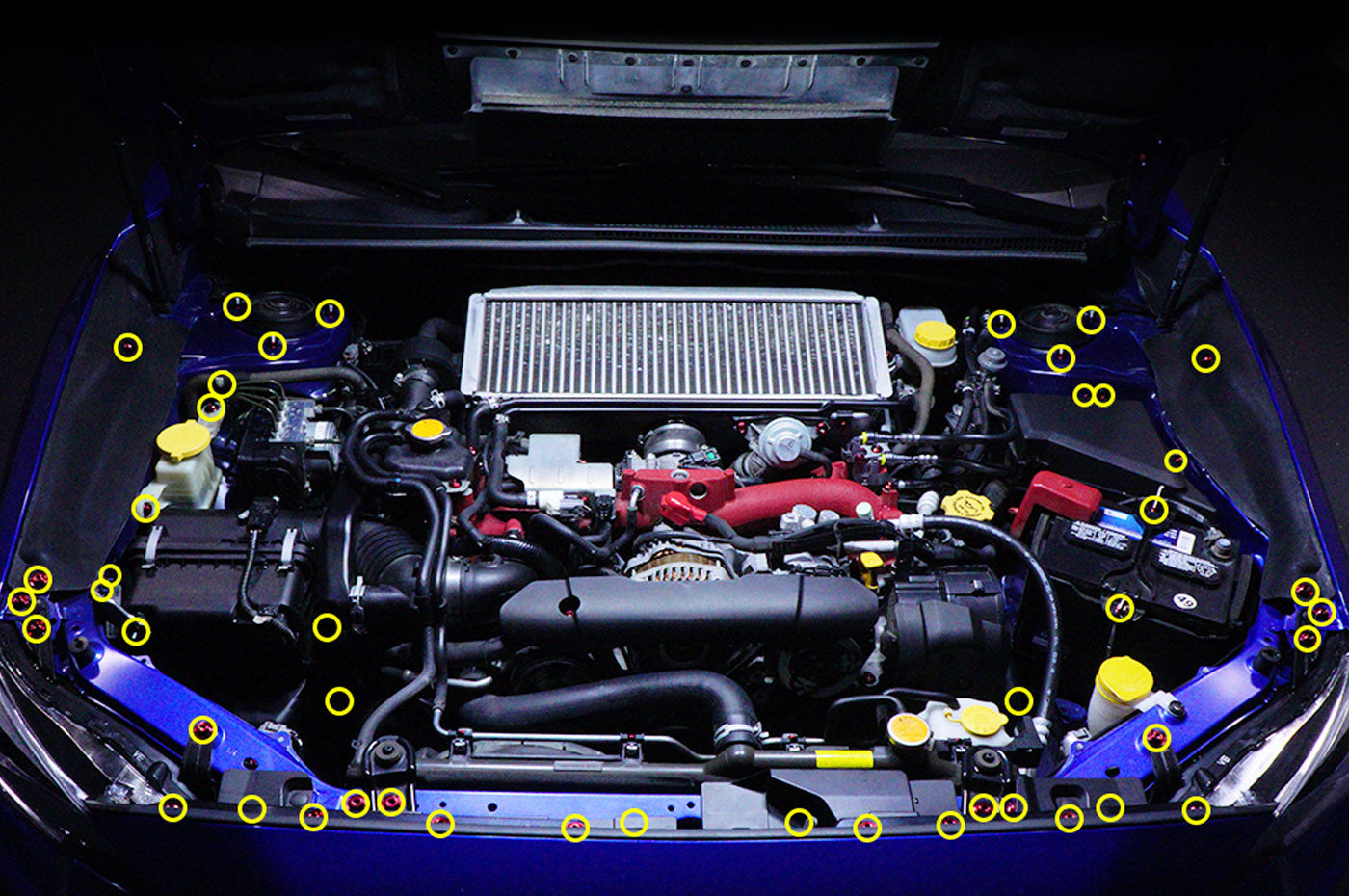 Titanium Engine Bay Bolt Kit for 2015-2021 WRX/STi Installed