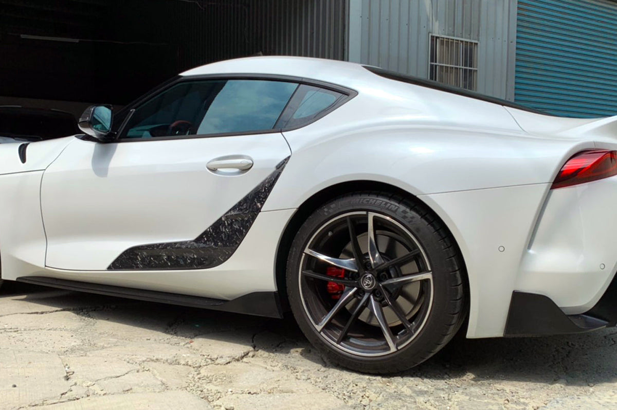 Rexpeed Carbon Fiber Door Garnishes for 2020 Supra (Forged Carbon Gloss Pictured)