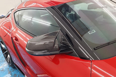 Rexpeed Carbon Fiber Mirror Cap Replacements Ox-Horn Style for 2020+ Supra GR