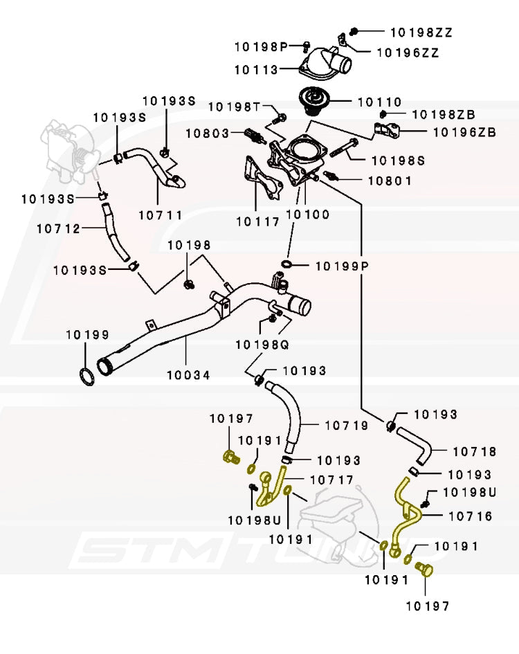 STM OEM Evo 9 Turbo Water Feed Line Diagram