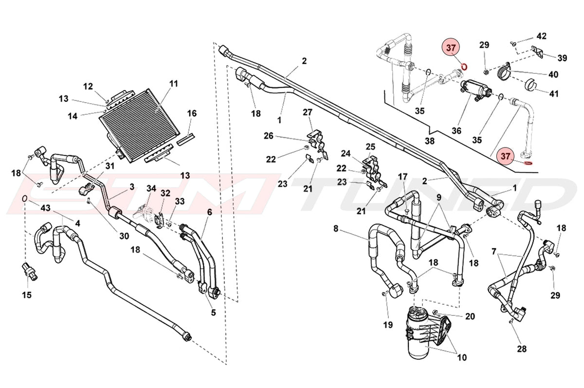 Audi OEM A/C Line Oring 15mm for Gallardo (WHT001247A)