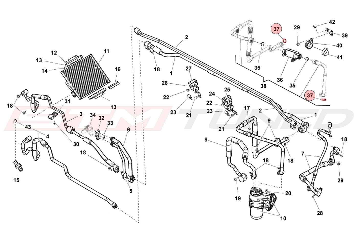 Audi OEM A/C Line Oring 15mm for Gallardo (WHT001247A)