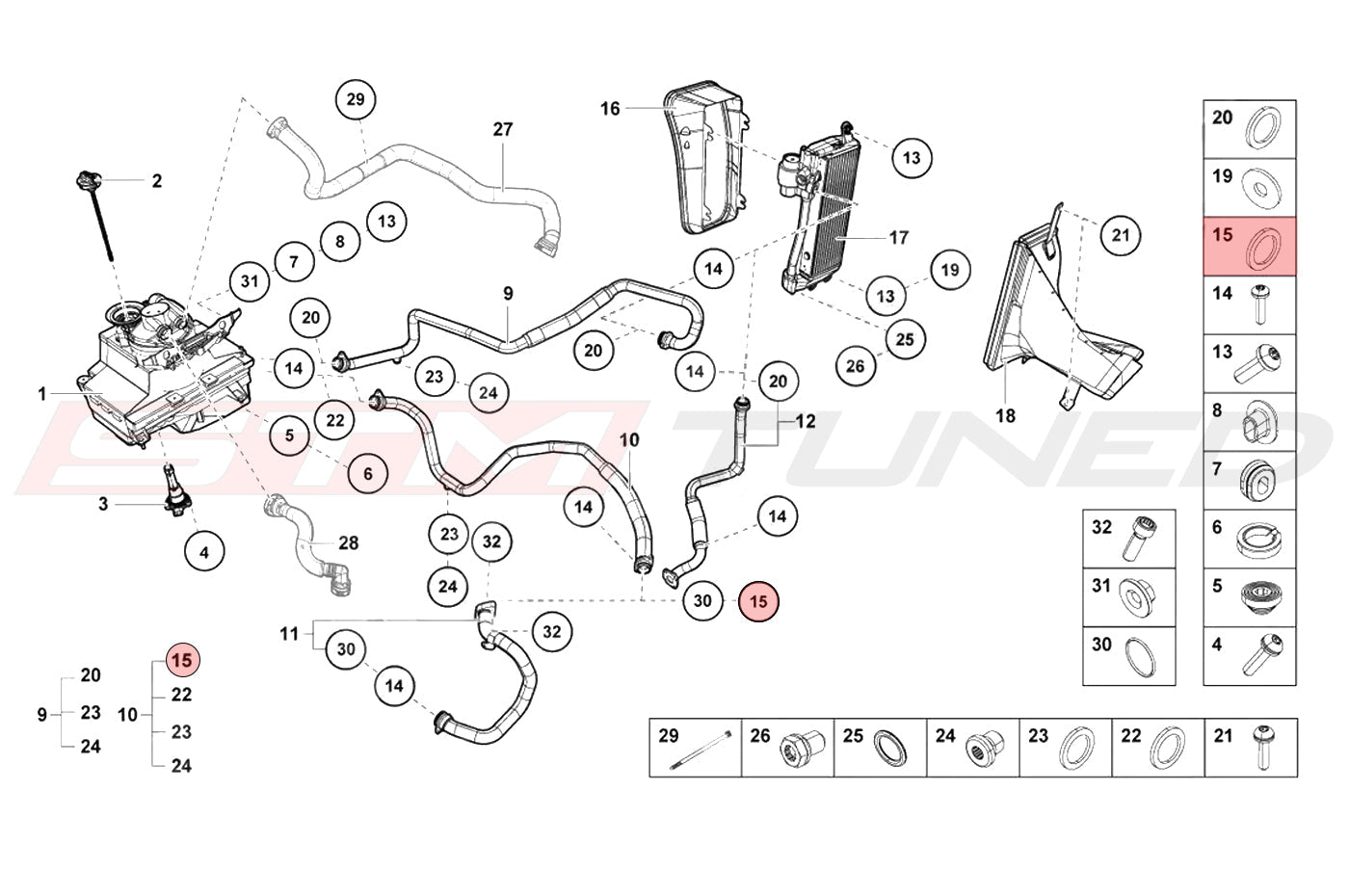 Audi OEM Oil Line Oring 30mm for Huracan (WHT007432)