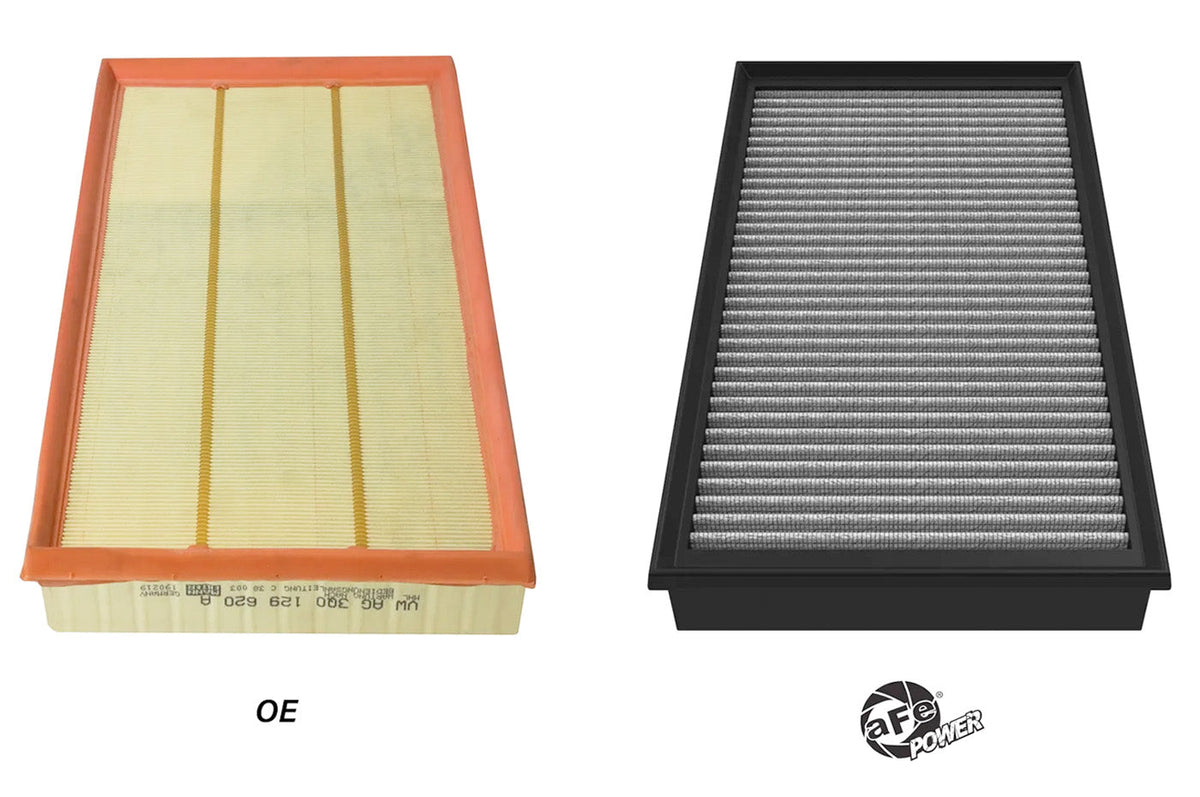 aFe MagnumFLOW Pro Drop-In Air Filters for 2017+ Audi RS3 (30-10416D) Pro Dry S Filter vs OEM filter