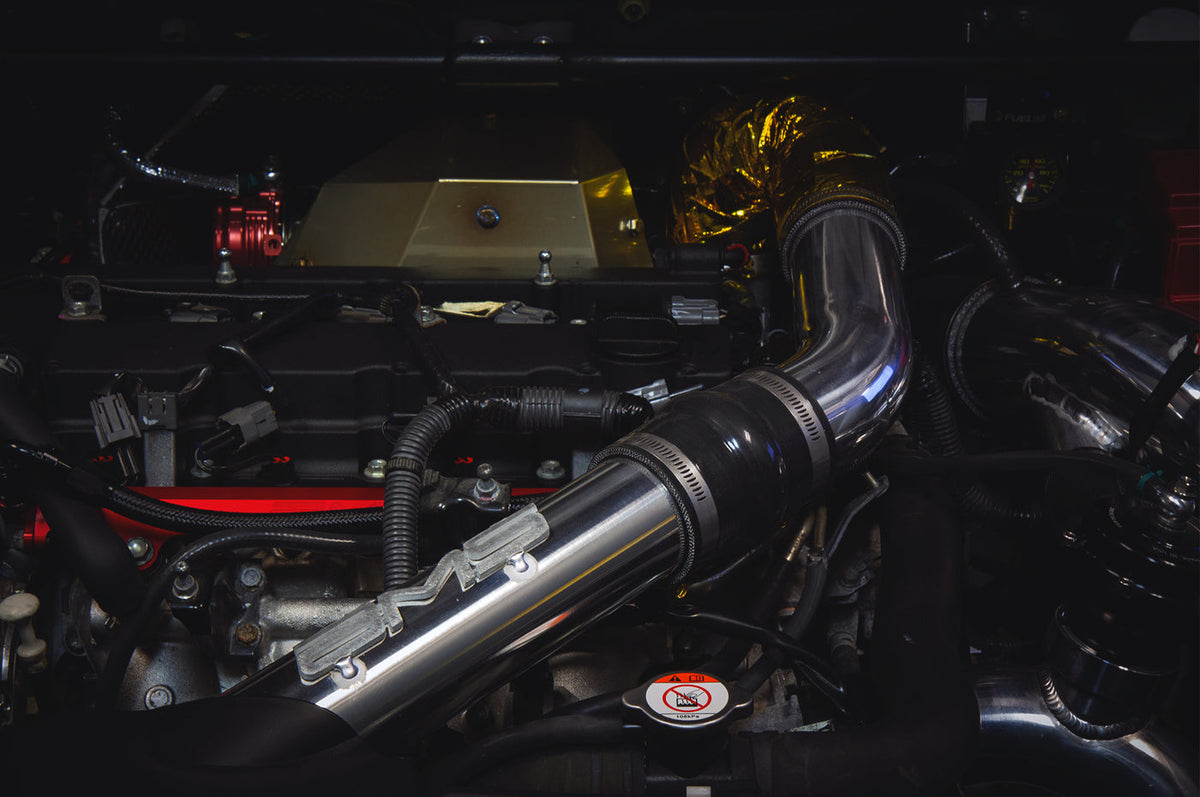 AMS Evo X Upper Intercooler Pipe Installed