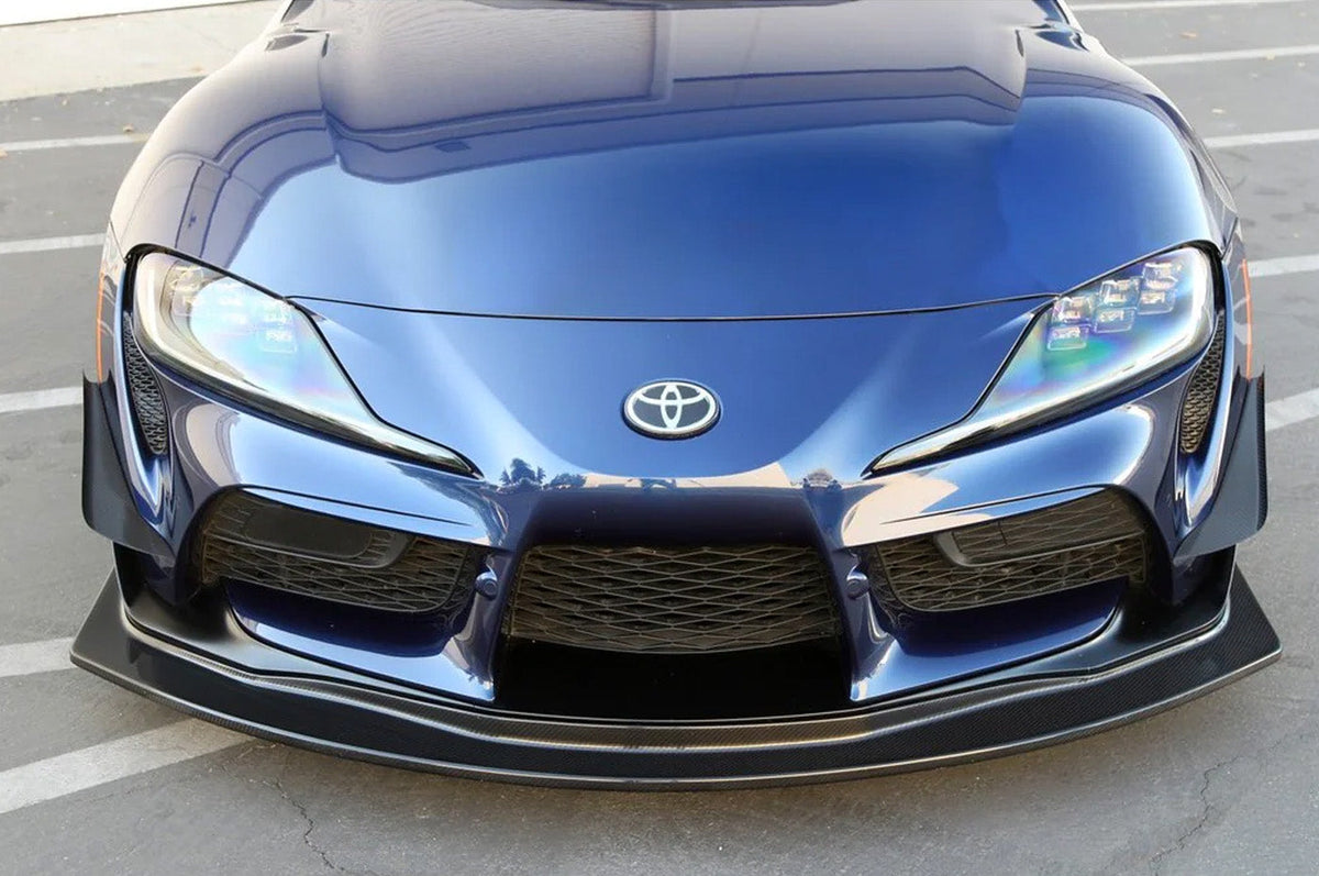 APR Carbon Fiber Front Bumper Canards for A90/91 MKV 2020+ Toyota Supra (AB-330902) installed on Supra front bumper