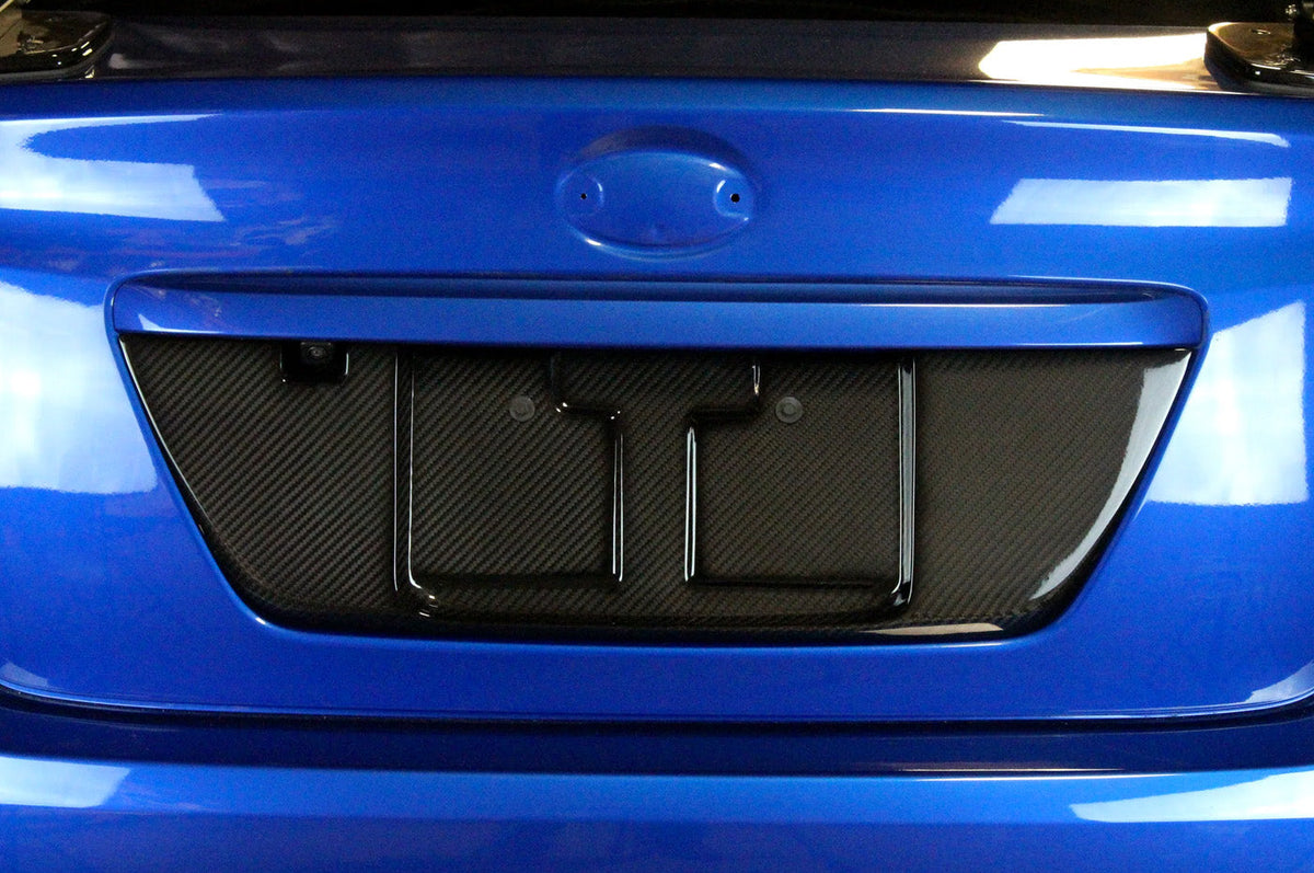APR Carbon Fiber License Plate Frame for 2015-2021 WRX/ STi (CBX-WRXLIC15) installed 