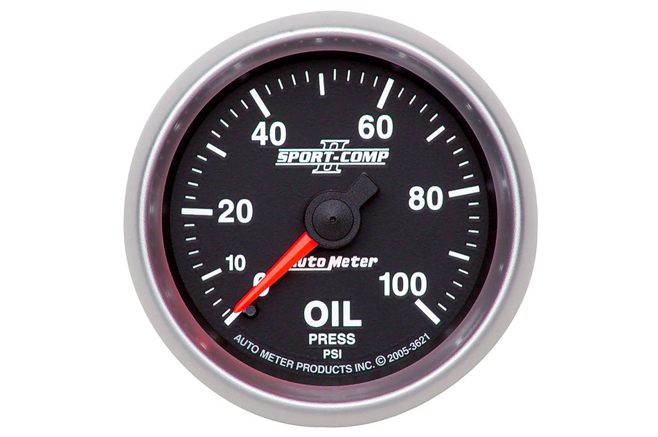 AutoMeter 52mm Sport Comp II Mechanical 0-100 PSI Oil Pressure Gauge (3621)