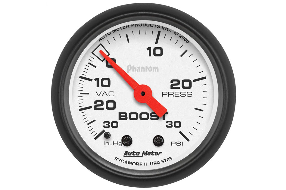 AutoMeter 52mm Phantom Mechanical -30 to 30 PSI Boost/ Vacuum Gauge (5703)