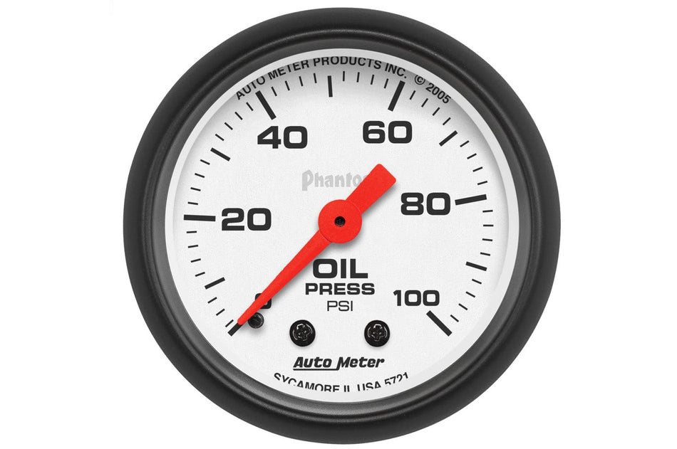 AutoMeter 52mm Phantom Mechanical 0-100 PSI Oil Pressure Gauge (5721)