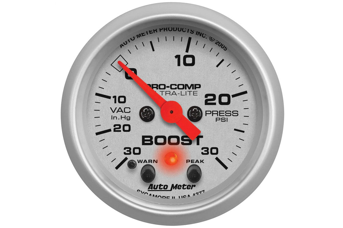 AutoMeter 52mm Ultra-Lite Stepper Motor -30 to 30 PSI Boost/ Vacuum Gauge (4377) with peak and warn