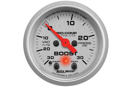 AutoMeter 52mm Ultra-Lite Stepper Motor -30 to 30 PSI Boost/ Vacuum Gauge (4377) with peak and warn