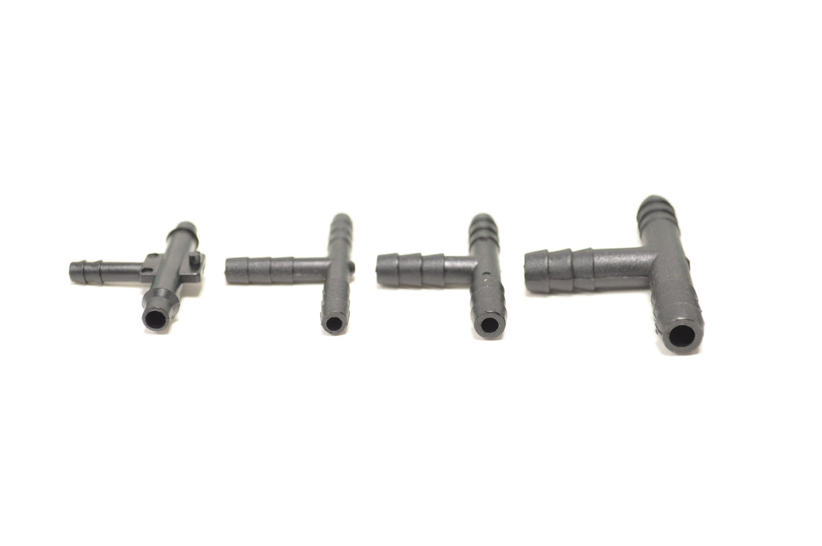 T Fittings size comparison 3mm 4mm 6mm
