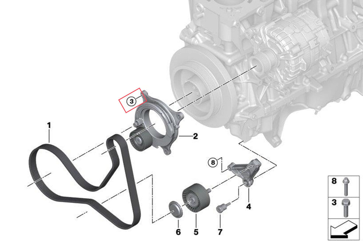 BMW OEM Belt Tensioner for G8X M2/M3/M4 (11288580360)