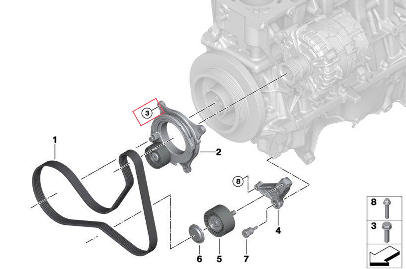 BMW OEM Belt Tensioner for G8X M2/M3/M4 (11288580360)