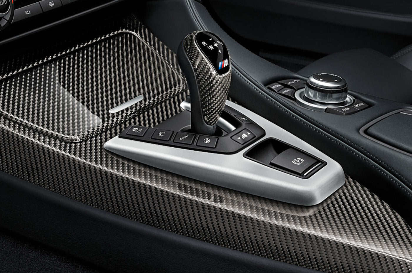 BMW OEM M Performance Carbon Gear Selector Trim for F8X M3 M4 (61312343709) installed