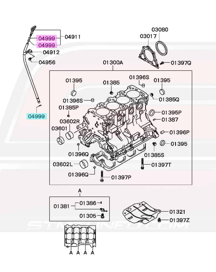 Evo 4-9 Dipstick Oring Diagram