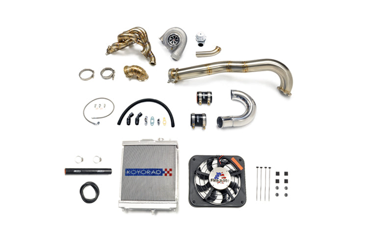 Evo 7 8 9 Turbo Kit with small radiator and silver wastegate