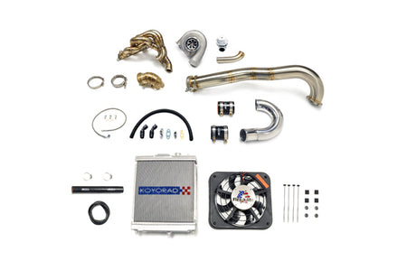 Evo 7 8 9 Turbo Kit with small radiator and silver wastegate