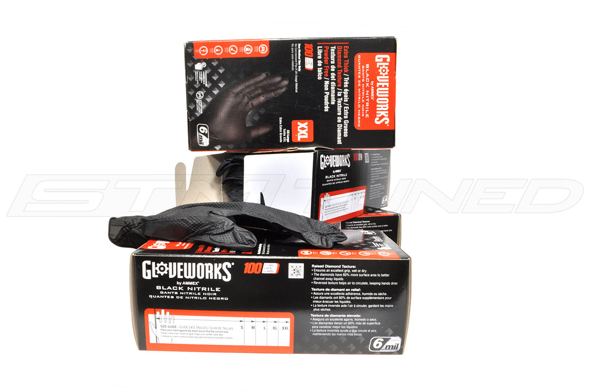 Gloveworks Black Nitrile Diamond Textured Shop Gloves