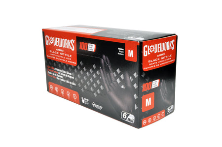 Gloveworks Black Nitrile Diamond Textured Shop Gloves (GWBN44100 Medium)