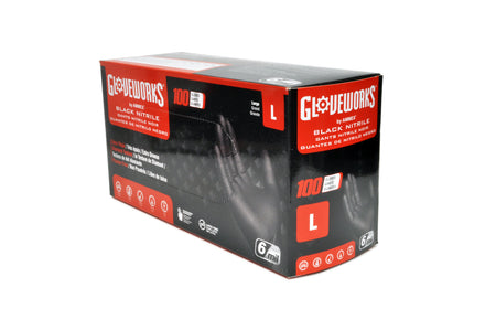 Gloveworks Black Nitrile Diamond Textured Shop Gloves (GWBN46100 Large)