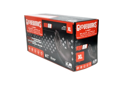 Gloveworks Black Nitrile Diamond Textured Shop Gloves (GWBN48100 XL)