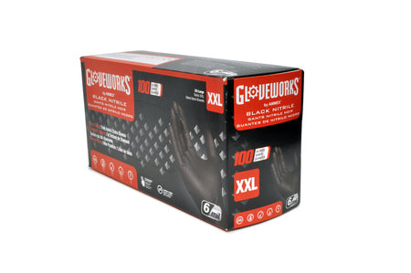 Gloveworks Black Nitrile Diamond Textured Shop Gloves (GWBN49100 XXL)