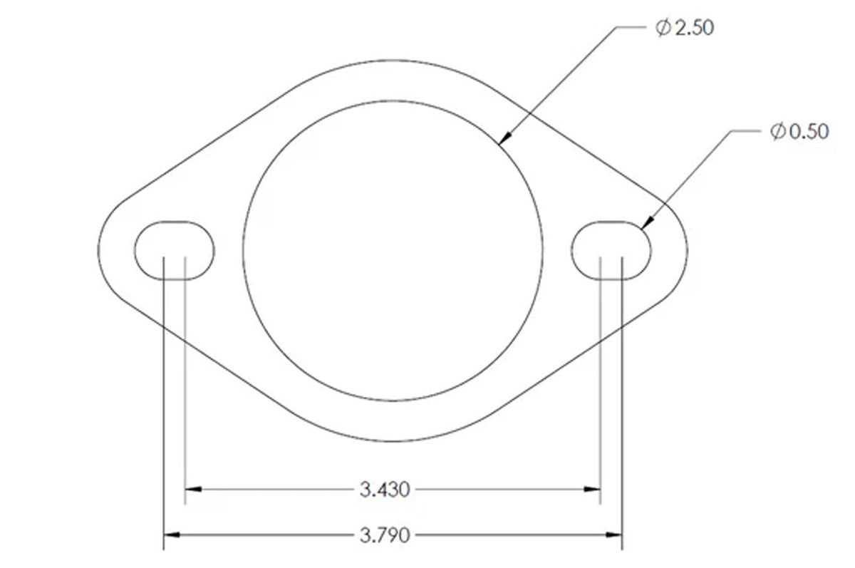 GrimmSpeed 2-Bolt Universal 2.25"-2.5" Multi-Layer Gasket (GRM020031) size and dimensions