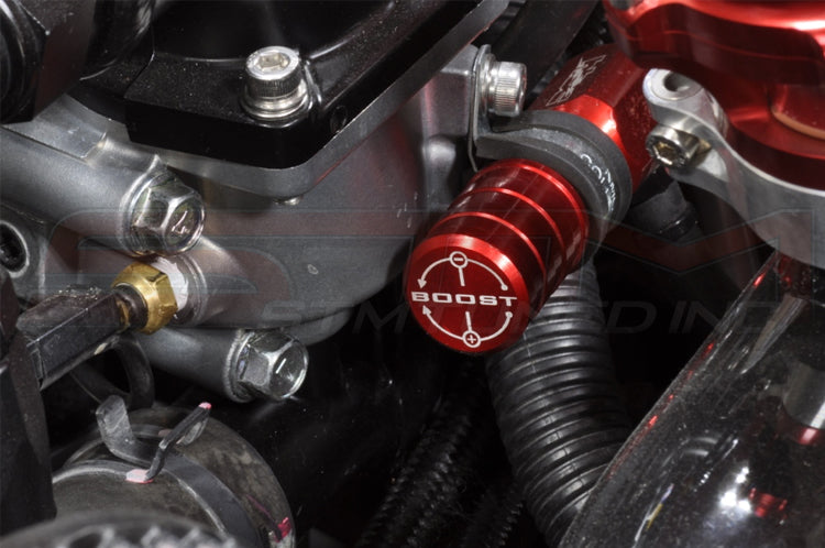 Red Hallman Pro Boost Controller installed in an Evolution 8