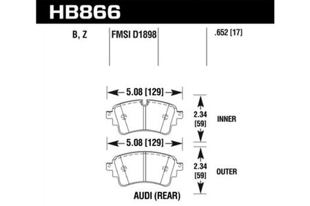 Hawk Performance Ceramic Street brake pads for the Audi RS5/ S5 and SQ5 models. Rear (HB866Z.652) 