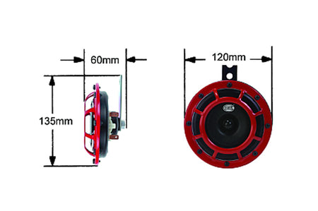 Hella Twin Supertone Horns Red (003399801) Dimensions