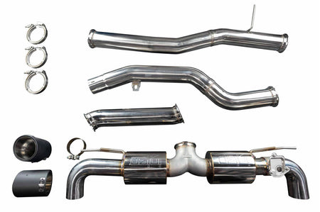 Injen Performance Exhaust System for MKV 2020+ Supra GR (SES2300CF) carbon fiber tips all parts laid out