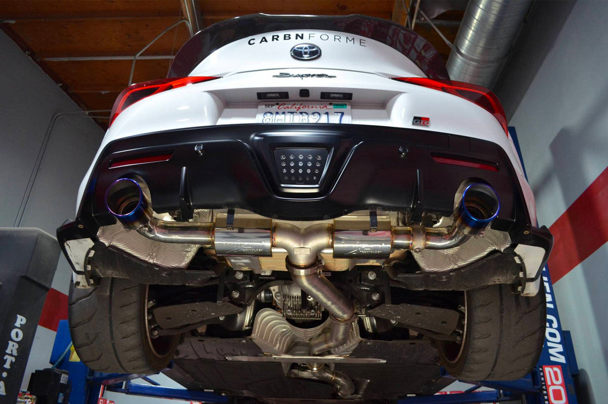 Injen Performance Exhaust System for MKV 2020+ Supra GR (SES2300TT) burnt titanium tips installed on MKV Supra