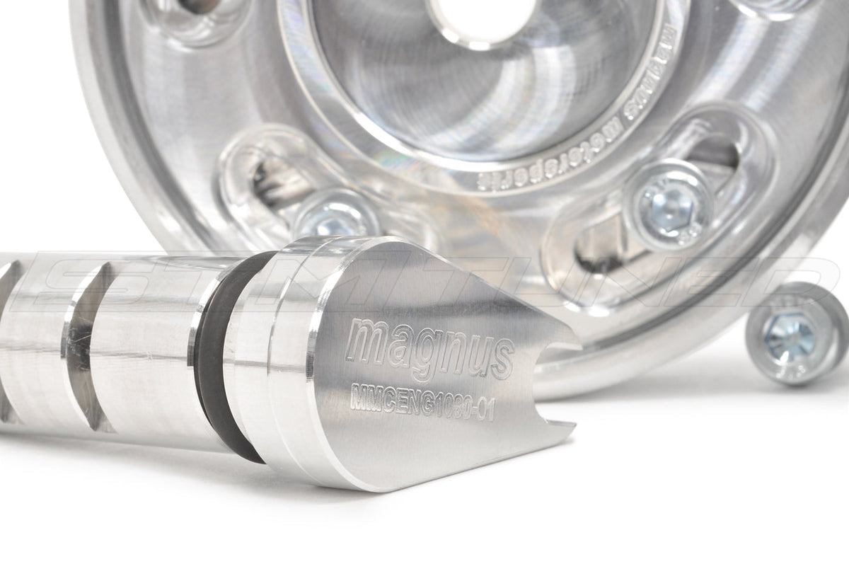 Magnus Adjustable Cam Gear MIVEC Delete for Evo X (MMCENG1080E Exhaust is pictured)