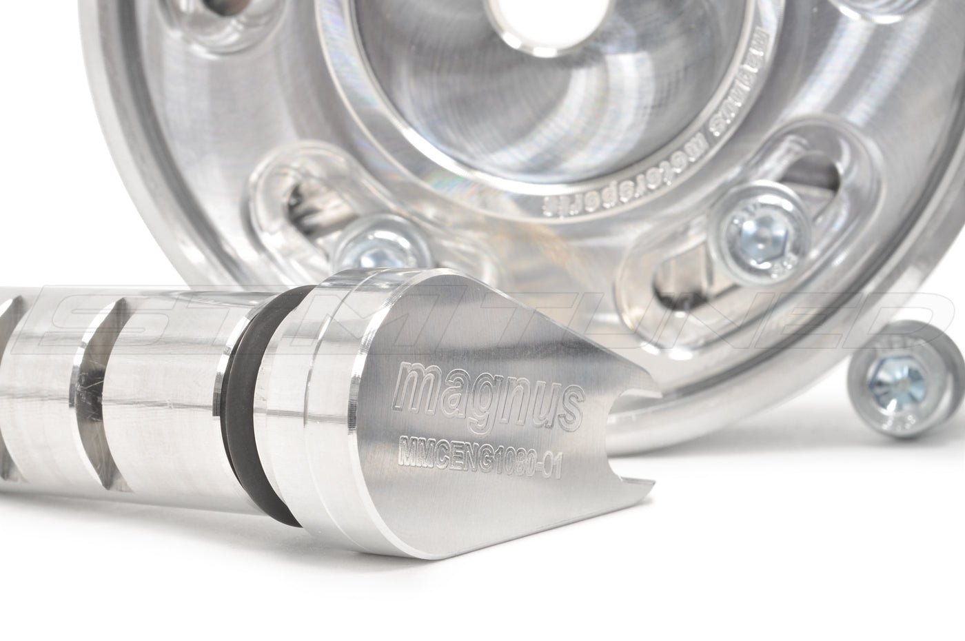 Magnus Adjustable Cam Gear MIVEC Delete for Evo X (MMCENG1080E Exhaust is pictured)