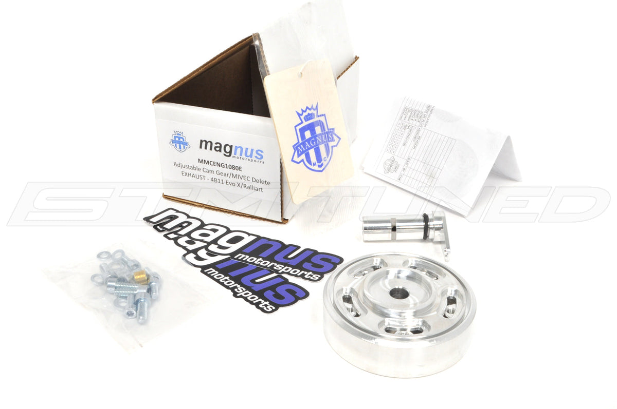 Magnus Adjustable Cam Gear MIVEC Delete for Evo X (MMCENG1080E Exhaust is pictured)