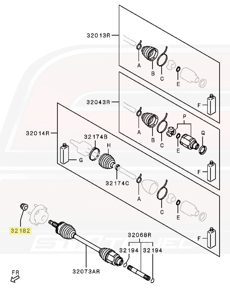 Mitsubishi OEM Front Axle Nut Solid Style for 2011-2015 Evo X (MB515403)