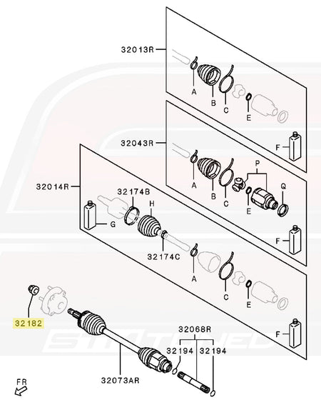 Mitsubishi OEM Front Axle Nut Solid Style for 2011-2015 Evo X (MB515403)