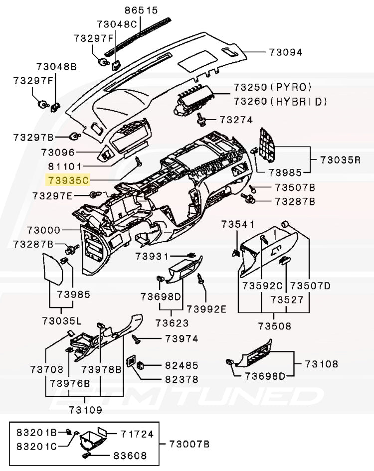 Evo 7/8/9 Dash Diagram