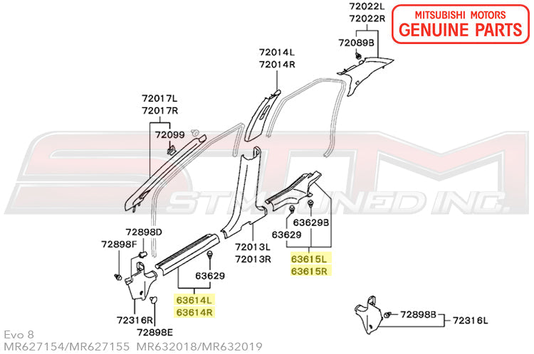 Mitsubishi Front and Rear Door Scuff Panels - Evo 7/8/9