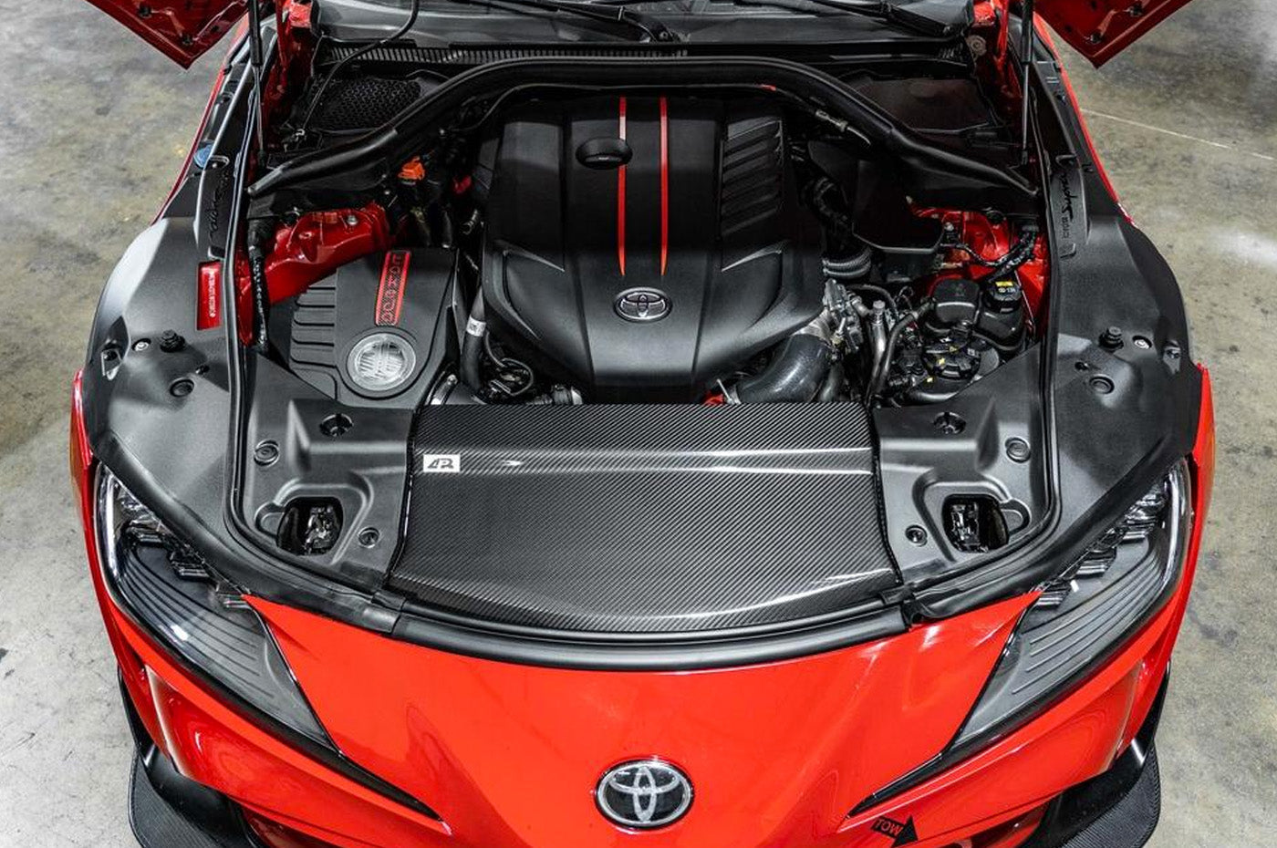 APR Carbon Fiber Cooling Plates for MKV 2020+ Supra GR (CF-330922) installed