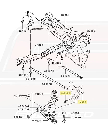 Evo 7/8/9 Ball Joint Bolt Kit Diagram