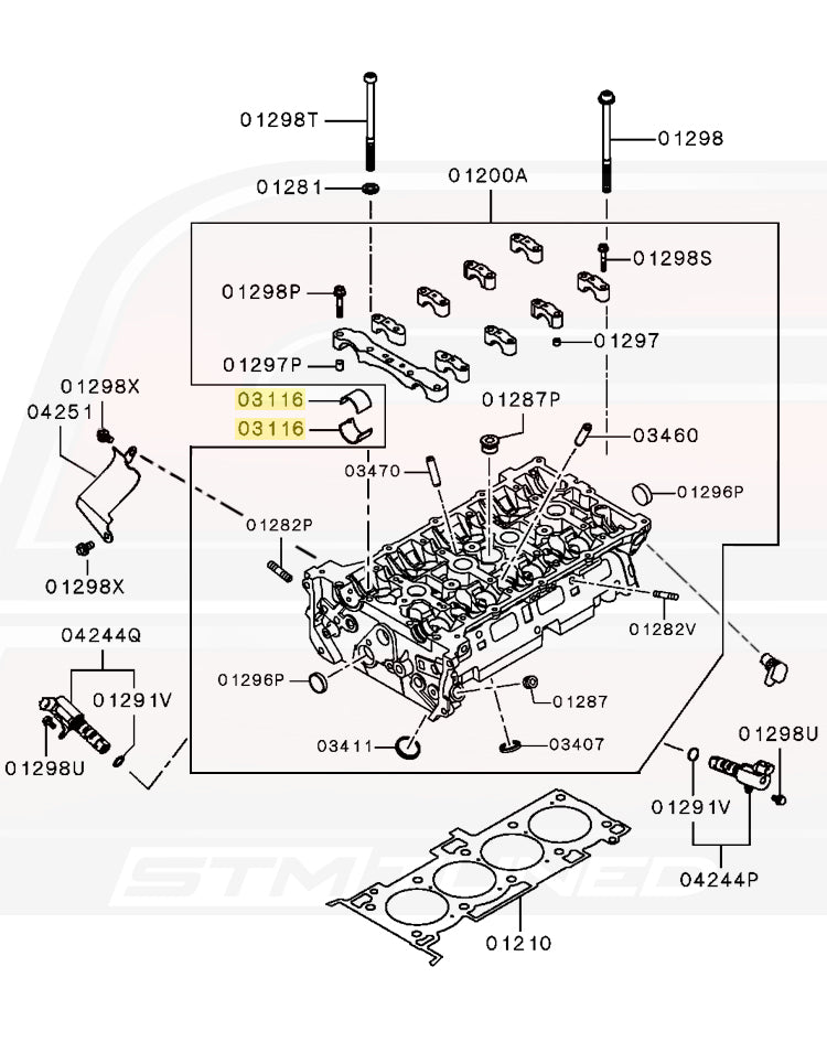 Mitsubishi OEM Camshaft Bearing Diagram for Evo X
