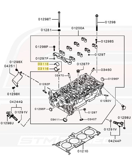 Mitsubishi OEM Camshaft Bearing Diagram for Evo X