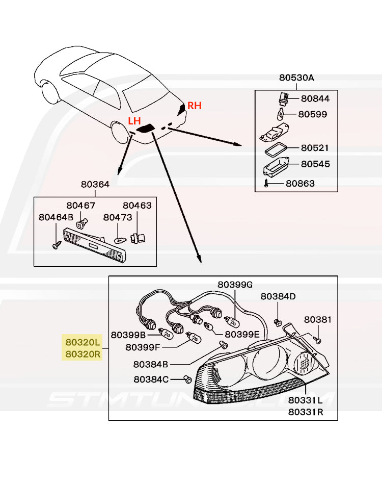 OEM Evo 7/8/9 Taillight Diagram