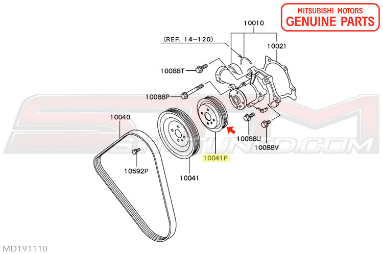MD191110 MitsubishI Water Pump Pulley - 2G DSM