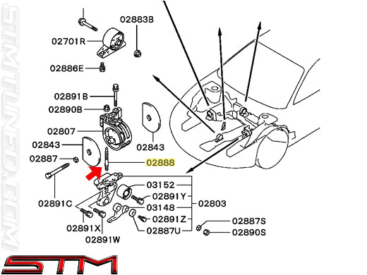 MD327165 Mitsubishi Motor Mount Bracket Stud - 2G DSM