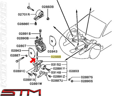 MD327165 Mitsubishi Motor Mount Bracket Stud - 2G DSM