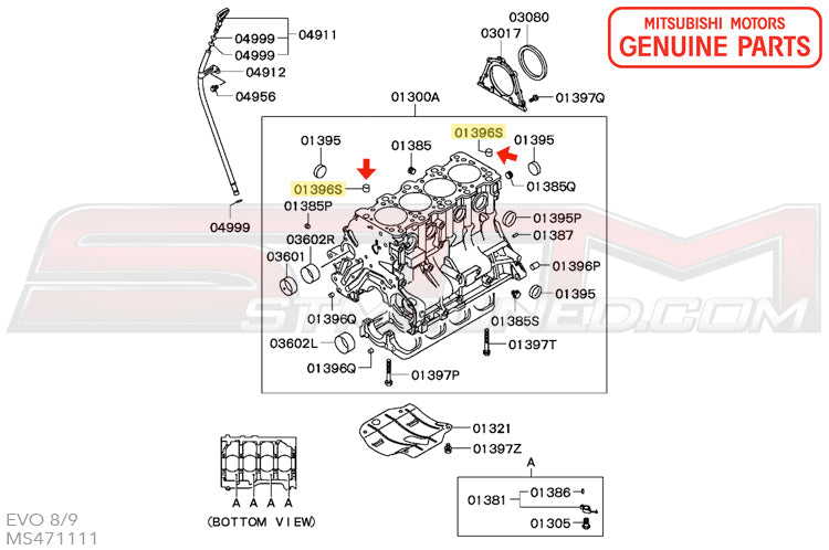 MS471111 Mitsubishi Engine Cylinder Block Dowel Pin - 4G63